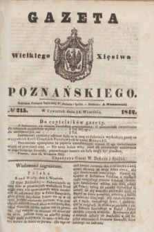 Gazeta Wielkiego Xięstwa Poznańskiego. 1842, № 215 (15 września)