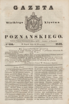Gazeta Wielkiego Xięstwa Poznańskiego. 1843, № 216 (15 września)