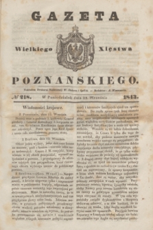 Gazeta Wielkiego Xięstwa Poznańskiego. 1843, № 218 (18 września)