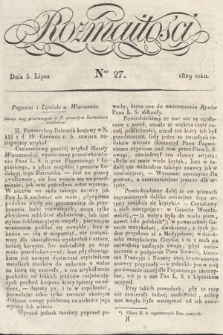 Rozmaitości : pismo dodatkowe do Gazety Lwowskiej. 1829, nr 27