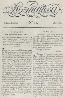 Rozmaitości : oddział literacki Gazety Lwowskiej. 1827, nr 16