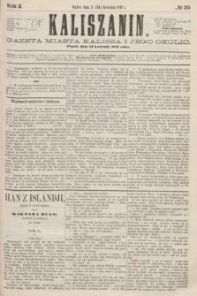 Kaliszanin : gazeta miasta Kalisza i jego okolic. R.2, № 30 (14 kwietnia 1871)