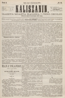 Kaliszanin : gazeta miasta Kalisza i jego okolic. R.2, № 31 (18 kwietnia 1871)