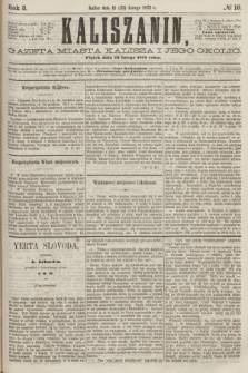 Kaliszanin : gazeta miasta Kalisza i jego okolic. R.3, № 16 (23 lutego 1872)