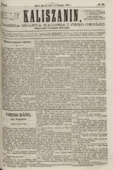Kaliszanin : gazeta miasta Kalisza i jego okolic. R.3, № 61 (2 sierpnia 1872)