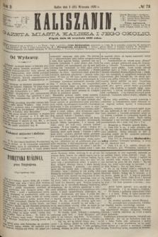 Kaliszanin : gazeta miasta Kalisza i jego okolic. R.3, № 73 (13 września 1872)