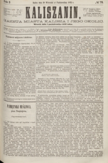 Kaliszanin : gazeta miasta Kalisza i jego okolic. R.3, № 78 (1 października 1872)