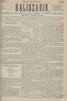 Kaliszanin : gazeta miasta Kalisza i jego okolic. R.3, № 90 (15 listopada 1872)
