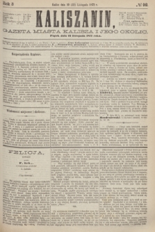 Kaliszanin : gazeta miasta Kalisza i jego okolic. R.3, № 92 (22 listopada 1872)