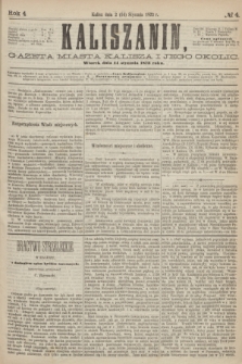 Kaliszanin : gazeta miasta Kalisza i jego okolic. R.4, № 4 (14 stycznia 1873)