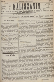 Kaliszanin : gazeta miasta Kalisza i jego okolic. R.4, № 72 (23 września 1873)
