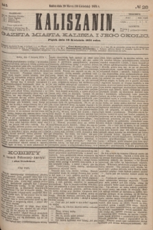 Kaliszanin : gazeta miasta Kalisza i jego okolic. R.5, № 28 (10 kwietnia 1874) + dod.