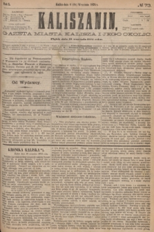 Kaliszanin : gazeta miasta Kalisza i jego okolic. R.5, № 73 (18 września 1874)