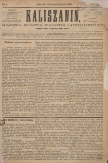 Kaliszanin : gazeta miasta Kalisza i jego okolic. R.6, № 1 (1 stycznia 1875) + wkładka