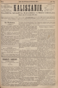 Kaliszanin : gazeta miasta Kalisza i jego okolic. R.6, № 72 (10 września 1875)