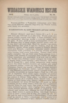 Werdauskie Wiadomości Misyjne. 1874, nr 12 (31 grudnia)