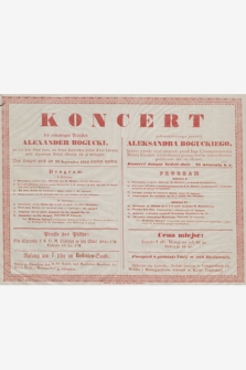 Koncert des eilfjährigen [!] Pianisten Alexander Bogucki, der das hohe Glück hatte, vor Seiner Kaiserlichen Hoheit Karl Ludwig unter allgemeinem Beifall öffentlich sich zu produziren : das Konzert wird am 23 September 1854 gegeben werden