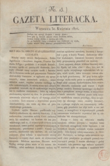 Gazeta Literacka. [T. I], nr 13 (30 kwietnia 1822)