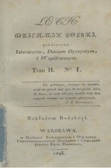 Lech : dziennik polski : poświęcony Literaturze, Dzieiom Oyczystym, i współczesnym. T.2, Ner 1 (1823)