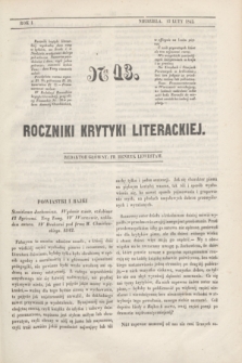 Roczniki Krytyki Literackiej. R.1, [T.1], Ner 13 (13 lutego 1842)
