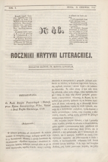 Roczniki Krytyki Literackiej. R.1, [T.1], Ner 46 (15 czerwca 1842)