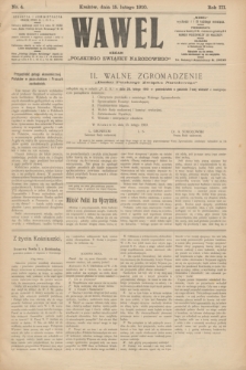 Wawel : organ „Polskiego Związku Narodowego”. R.3, nr 4 (15 lutego 1910)
