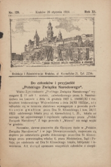 Wawel : organ Polskiego Związku Narodowego w Krakowie. R.11, nr 129 (29 stycznia 1924) + dod.