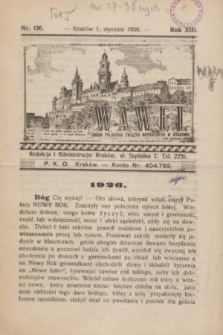 Wawel : organ Polskiego Związku Narodowego w Krakowie. R.13, nr 136 (1 stycznia 1926)