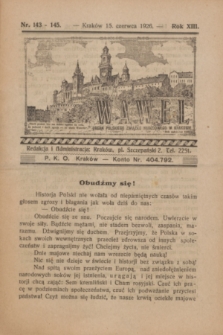 Wawel : organ Polskiego Związku Narodowego w Krakowie. R.13, nr 144 (15 czerwca 1926)