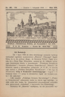 Wawel : organ Polskiego Związku Narodowego w Krakowie. R.13, nr 147 (1 listopada 1926)
