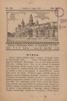Wawel : organ Polskiego Związku Narodowego w Krakowie. R.14, nr 156 (1 lutego 1927) + dod.
