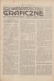 Wiadomości Graficzne : organ związku zawodowego drukarzy i pokrewnych zawodów w Polsce. R.19 [i.e.18], nr 16 (15 sierpnia 1926)