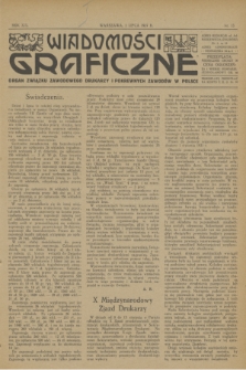 Wiadomości Graficzne : organ związku zawodowego drukarzy i pokrewnych zawodów w Polsce. R.19, nr 13 (1 lipca 1927)