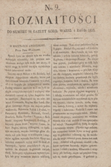 Rozmaitości : do numeru 98 Gazety Korr. Warsz. i Zagr. 1823, Ner 9