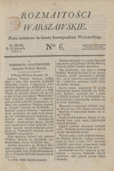 Rozmaitości Warszawskie : pismo dodatkowe do Gazety Korrespondenta Warszawskiego. 1824, Ner 6 (10 listopada)