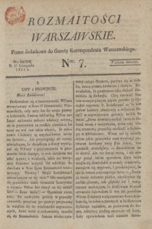 Rozmaitości Warszawskie : pismo dodatkowe do Gazety Korrespondenta Warszawskiego. 1824, Ner 7 (17 listopada)