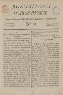 Rozmaitości Warszawskie : pismo dodatkowe do Gazety Korrespondenta Warszawskiego. 1824, Ner 8 (24 listopada)