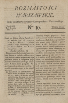 Rozmaitości Warszawskie : pismo dodatkowe do Gazety Korrespondenta Warszawskiego. 1824, Ner 10 (8 grudnia)