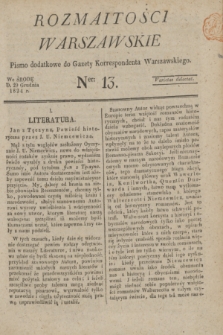 Rozmaitości Warszawskie : pismo dodatkowe do Gazety Korrespondenta Warszawskiego. 1824, Ner 13 (29 grudnia)