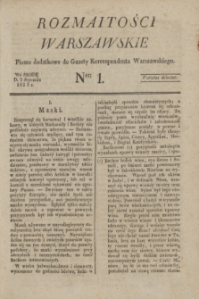 Rozmaitości Warszawskie : pismo dodatkowe do Gazety Korrespondenta Warszawskiego. 1825, Ner 1 (5 stycznia)