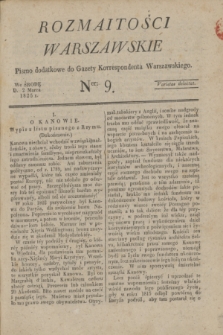 Rozmaitości Warszawskie : pismo dodatkowe do Gazety Korrespondenta Warszawskiego. 1825, Ner 9 (2 marca)