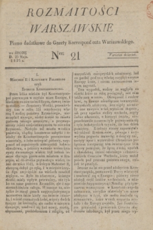 Rozmaitości Warszawskie : pismo dodatkowe do Gazety Korrespondenta Warszawskiego. 1825, Ner 21 (25 maja)