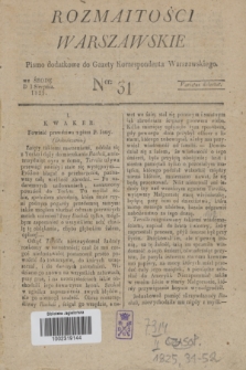 Rozmaitości Warszawskie : pismo dodatkowe do Gazety Korrespondenta Warszawskiego. 1825, Ner 31 (3 sierpnia)