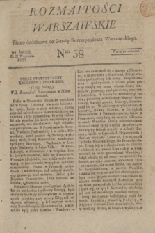 Rozmaitości Warszawskie : pismo dodatkowe do Gazety Korrespondenta Warszawskiego. 1825, Ner 38 (21 września)