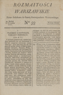 Rozmaitości Warszawskie : pismo dodatkowe do Gazety Korrespondenta Warszawskiego. 1825, Ner 52 (28 grudnia)