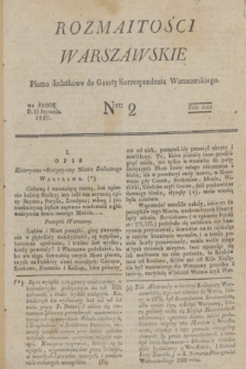 Rozmaitości Warszawskie : pismo dodatkowe do Gazety Korrespondenta Warszawskiego. 1826, Ner 2 (11 stycznia)