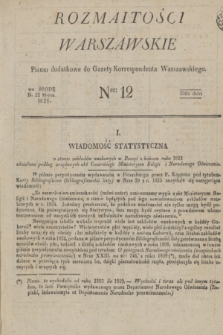 Rozmaitości Warszawskie : pismo dodatkowe do Gazety Korrespondenta Warszawskiego. 1826, Ner 12 (22 marca)