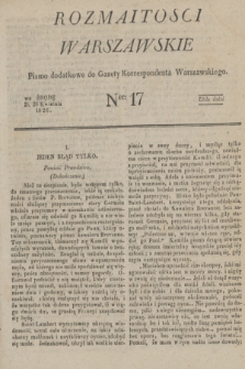 Rozmaitości Warszawskie : pismo dodatkowe do Gazety Korrespondenta Warszawskiego. 1826, Ner 17 (26 kwietnia)