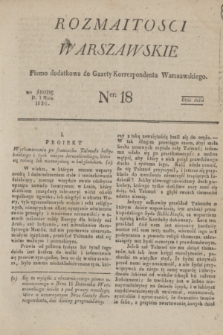 Rozmaitości Warszawskie : pismo dodatkowe do Gazety Korrespondenta Warszawskiego. 1826, Ner 18 (3 maja)