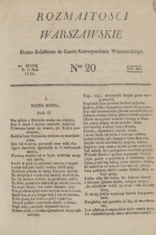 Rozmaitości Warszawskie : pismo dodatkowe do Gazety Korrespondenta Warszawskiego. 1826, Ner 20 (17 maja)